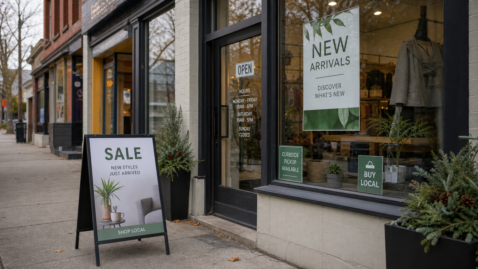 retail printing outside clothing shop