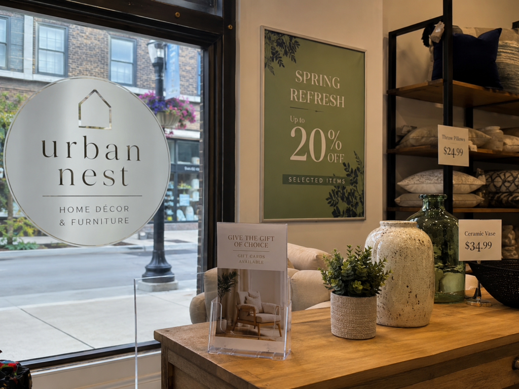 Cozy home decor boutique interior