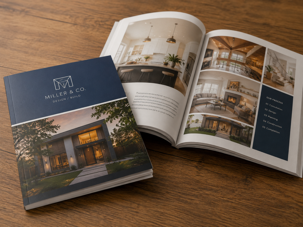 Printed booklets and catalogues with full colour pages, professional binding, and polished layouts.