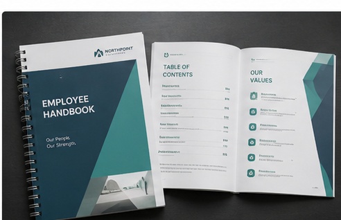 Booklet and document layout design for manuals, reports, presentation materials, and employee handbooks.